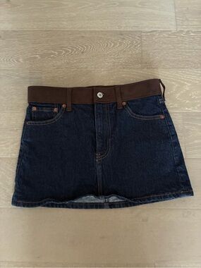 Abercrombie Denim Mini Skirt with Brown Waistband